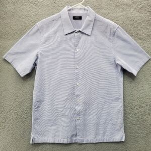 Theory Wyoming Short Sleeve Button Up Shirt Mens Large Textured Cotton